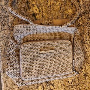 Studio 1010 beige / tan crochet / woven style purse